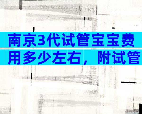 南京3代试管宝宝费用多少左右，附试管婴儿费参考？