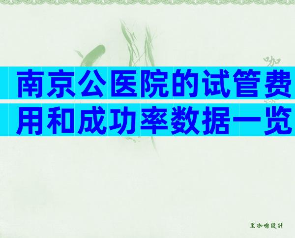 南京公医院的试管费用和成功率数据一览！