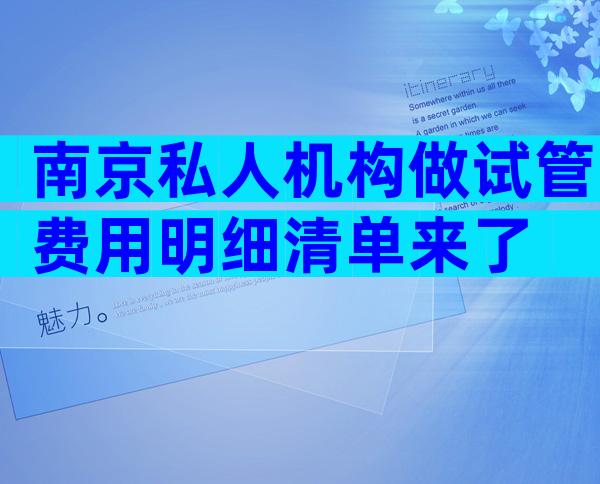 南京私人机构做试管费用明细清单来了