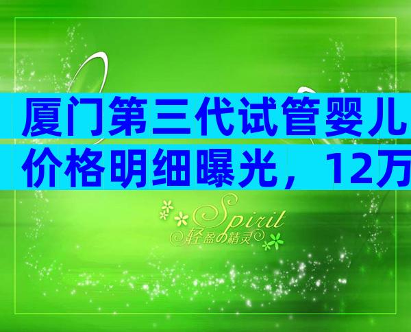 厦门第三代试管婴儿价格明细曝光，12万就够了。