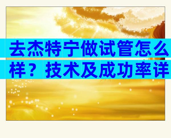 去杰特宁做试管怎么样？技术及成功率详细分析！