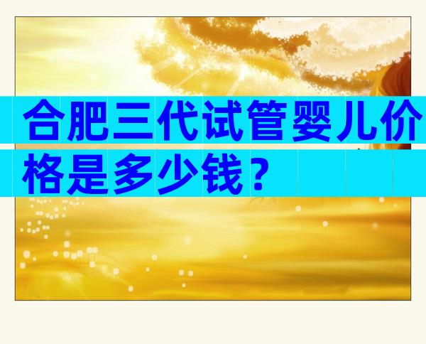 合肥三代试管婴儿价格是多少钱？