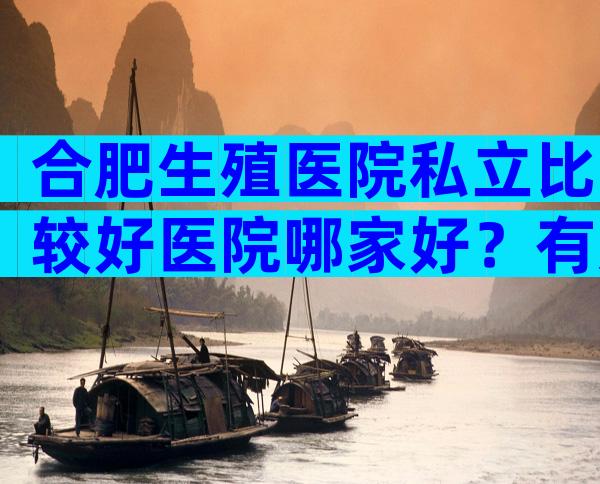 合肥生殖医院私立比较好医院哪家好？有几家可以做三代？