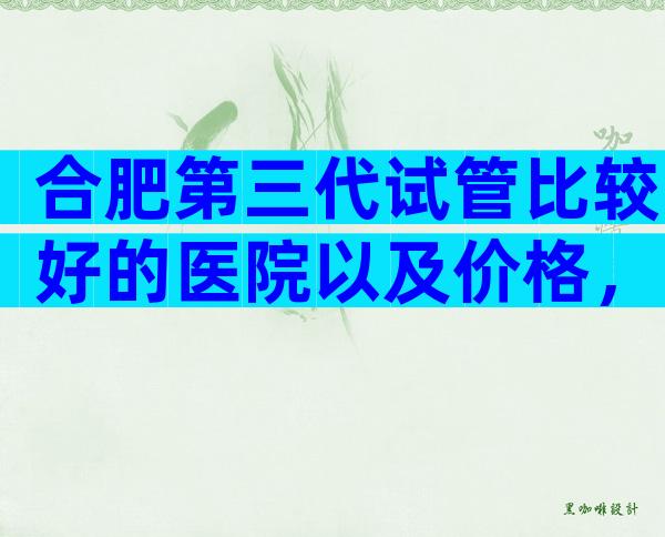 合肥第三代试管比较好的医院以及价格，附最新就医指南