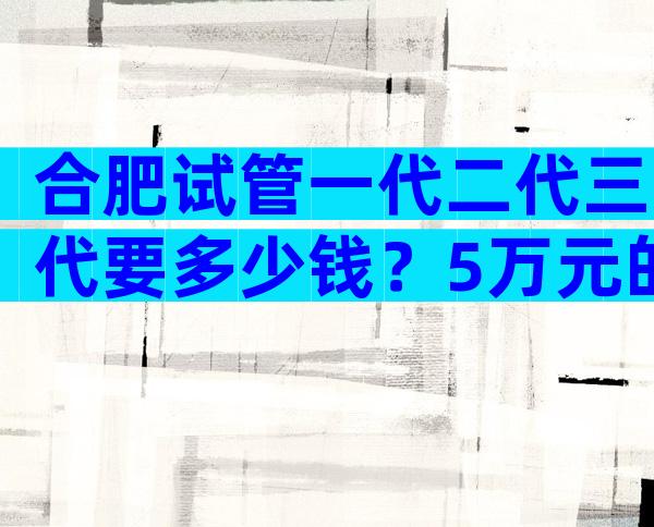 合肥试管一代二代三代要多少钱？5万元的预算够不够？