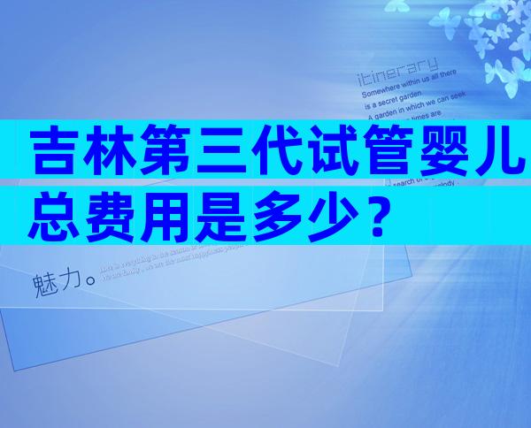 吉林第三代试管婴儿总费用是多少？