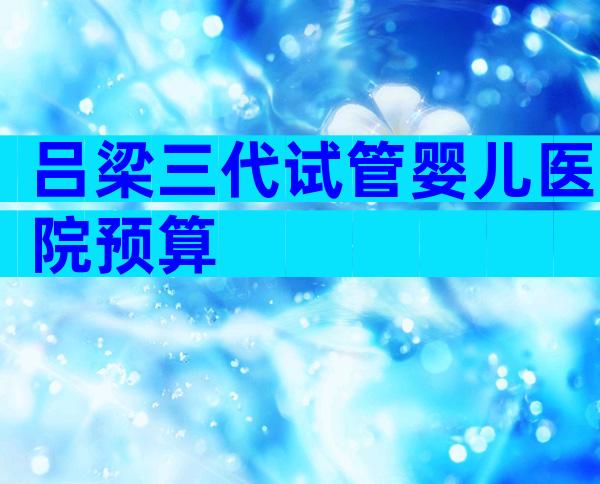 吕梁三代试管婴儿医院预算