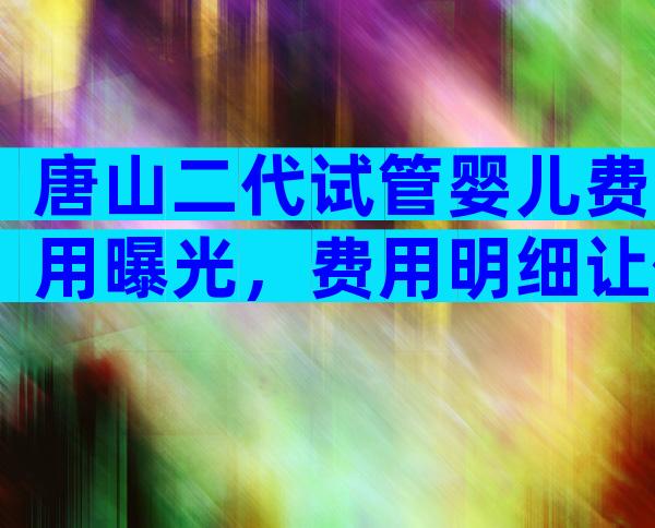 唐山二代试管婴儿费用曝光，费用明细让你不花冤枉钱