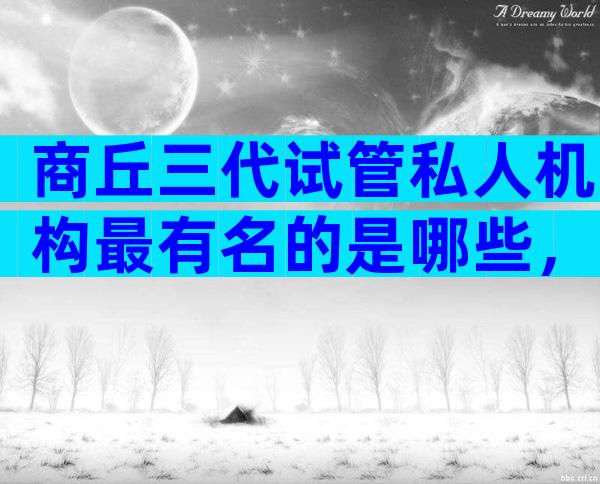 商丘三代试管私人机构最有名的是哪些，商丘做试管比较好的医院是哪家