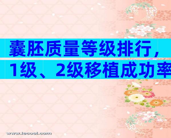 囊胚质量等级排行，1级、2级移植成功率不一样