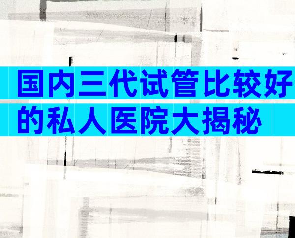 国内三代试管比较好的私人医院大揭秘