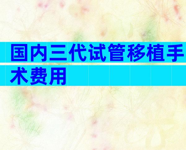 国内三代试管移植手术费用