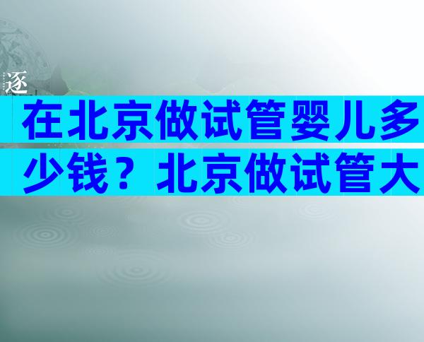 在北京做试管婴儿多少钱？北京做试管大约多少钱一次？