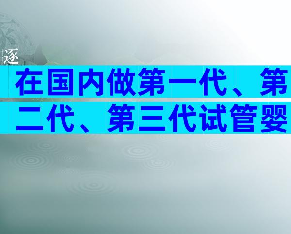 在国内做第一代、第二代、第三代试管婴儿需要多少钱？