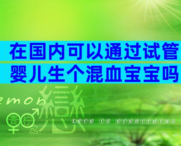 在国内可以通过试管婴儿生个混血宝宝吗？需要有什么条件