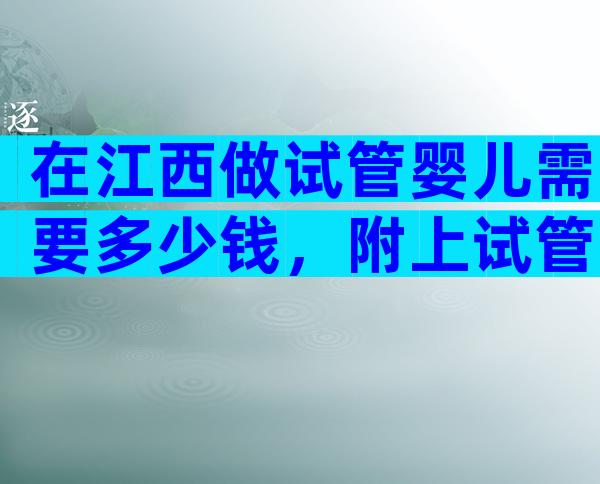 在江西做试管婴儿需要多少钱，附上试管费用清单。