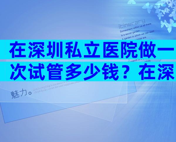 在深圳私立医院做一次试管多少钱？在深圳私立医院做一次试管多少钱？