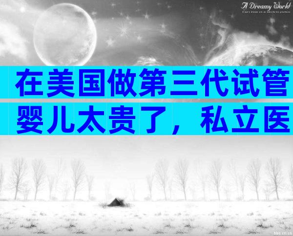 在美国做第三代试管婴儿太贵了，私立医院收费也高得令人难以置信。