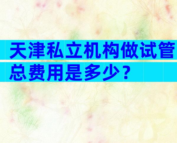 天津私立机构做试管总费用是多少？