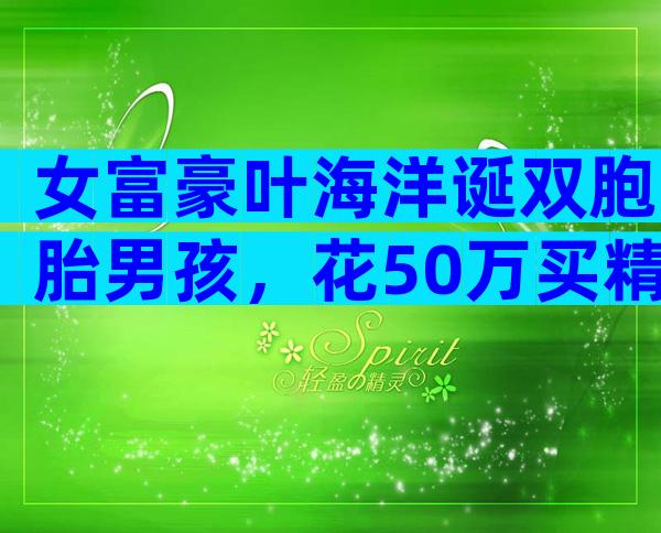 女富豪叶海洋诞双胞胎男孩，花50万买精子独自怀孕，俩儿子长得不一样