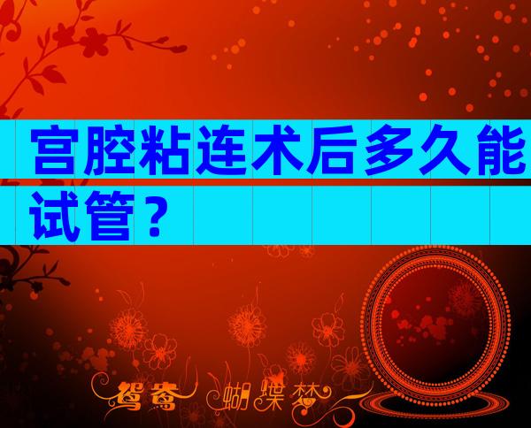 宫腔粘连术后多久能试管？