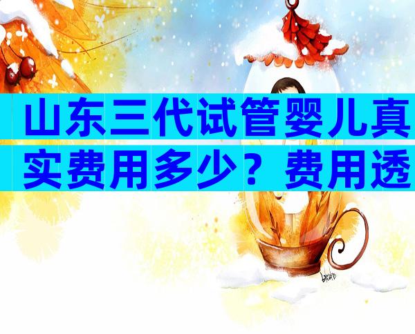 山东三代试管婴儿真实费用多少？费用透明不再愁！