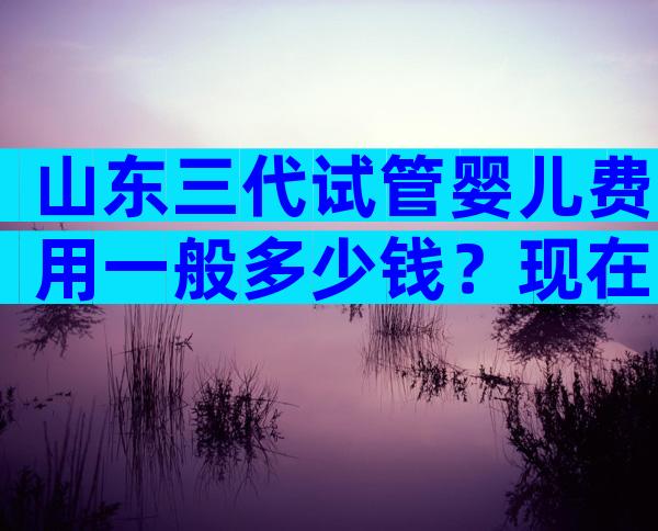 山东三代试管婴儿费用一般多少钱？现在试管婴儿需多少钱