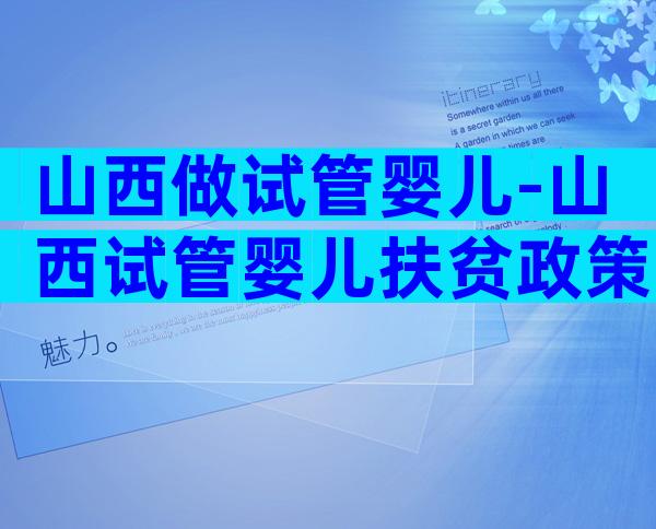 山西做试管婴儿-山西试管婴儿扶贫政策