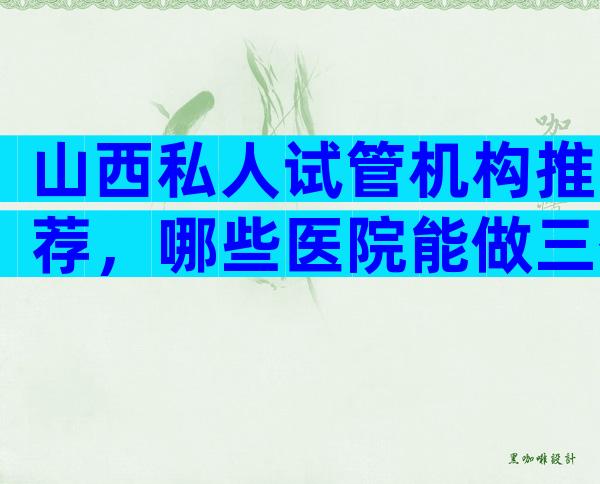 山西私人试管机构推荐，哪些医院能做三代试管？