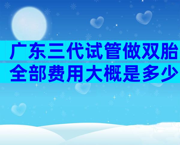 广东三代试管做双胎全部费用大概是多少？