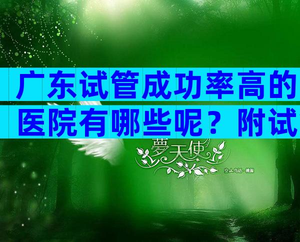 广东试管成功率高的医院有哪些呢？附试管机构明细