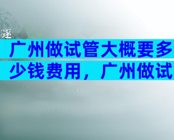 广州做试管大概要多少钱费用，广州做试管需要多少钱