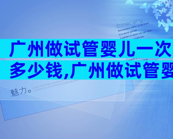 广州做试管婴儿一次多少钱,广州做试管婴儿的机构