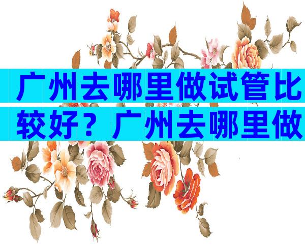 广州去哪里做试管比较好？广州去哪里做试管比较好一点？