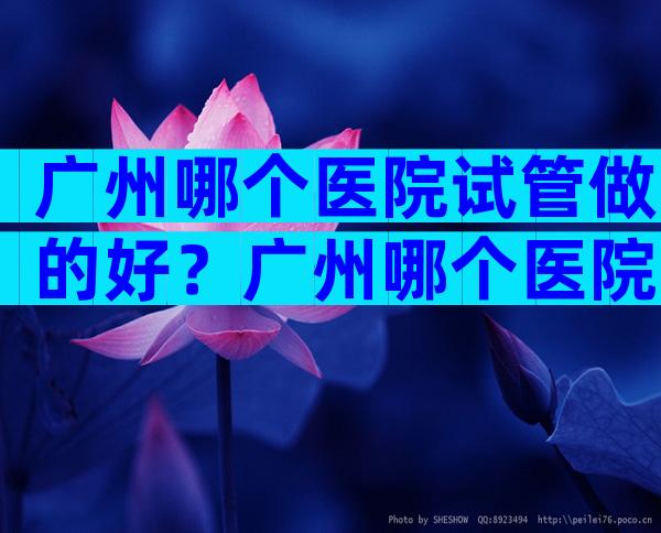 广州哪个医院试管做的好？广州哪个医院试管做的好点？