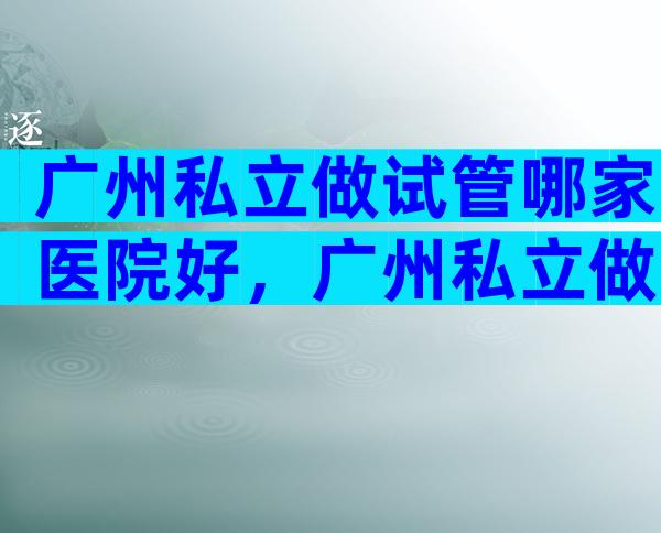 广州私立做试管哪家医院好，广州私立做试管哪家医院好些