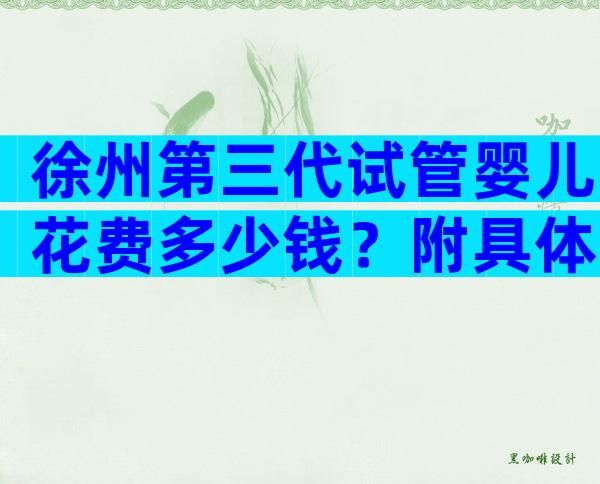 徐州第三代试管婴儿花费多少钱？附具体明细内容