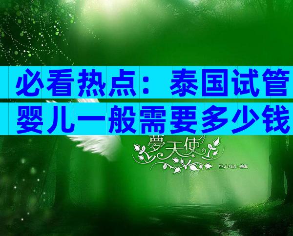 必看热点：泰国试管婴儿一般需要多少钱？预算参考！