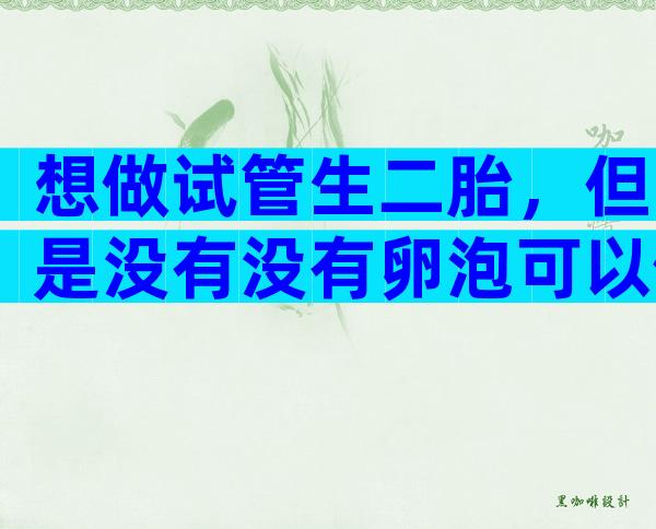 想做试管生二胎，但是没有没有卵泡可以做吗？