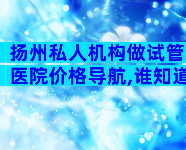 扬州私人机构做试管医院价格导航,谁知道是多少？