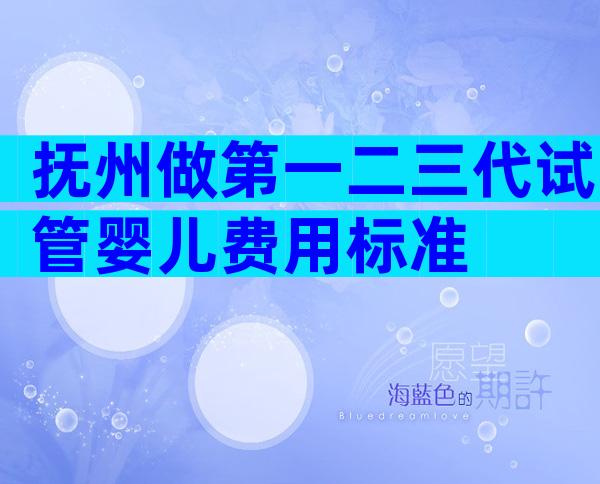 抚州做第一二三代试管婴儿费用标准