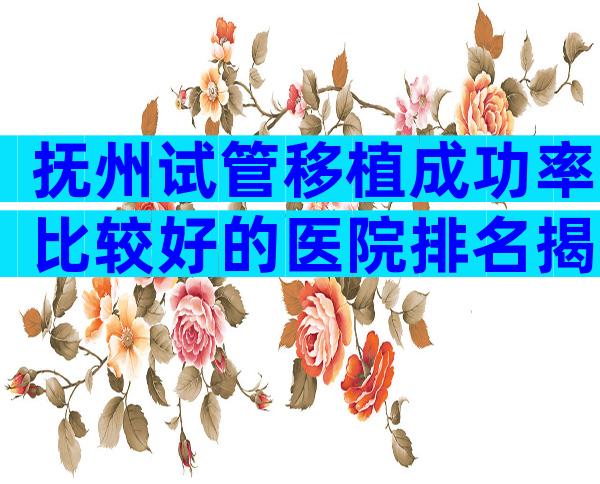 抚州试管移植成功率比较好的医院排名揭晓