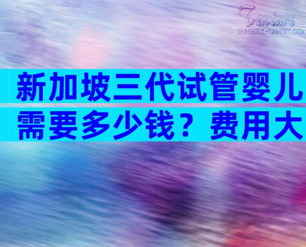 新加坡三代试管婴儿需要多少钱？费用大揭秘！