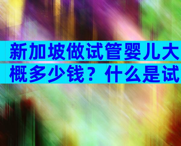 新加坡做试管婴儿大概多少钱？什么是试管婴儿？