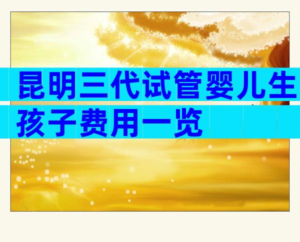 昆明三代试管婴儿生孩子费用一览