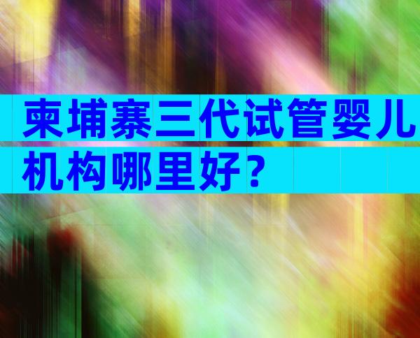 柬埔寨三代试管婴儿机构哪里好？