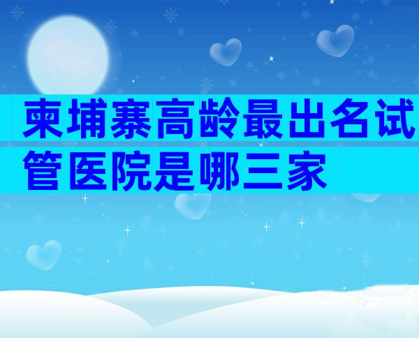 柬埔寨高龄最出名试管医院是哪三家