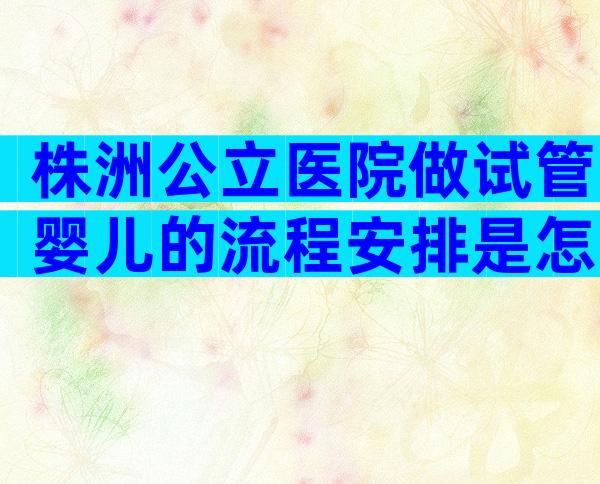 株洲公立医院做试管婴儿的流程安排是怎么样的？如何提高试管成功率？