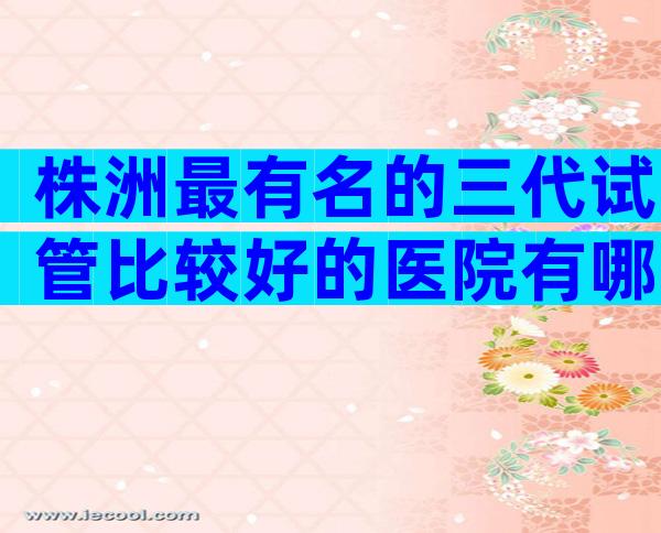 株洲最有名的三代试管比较好的医院有哪些？公共选择比私人选择多。