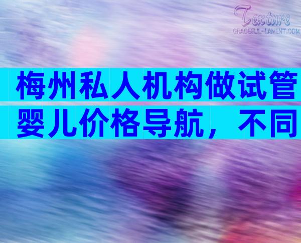 梅州私人机构做试管婴儿价格导航，不同地区费用差异大